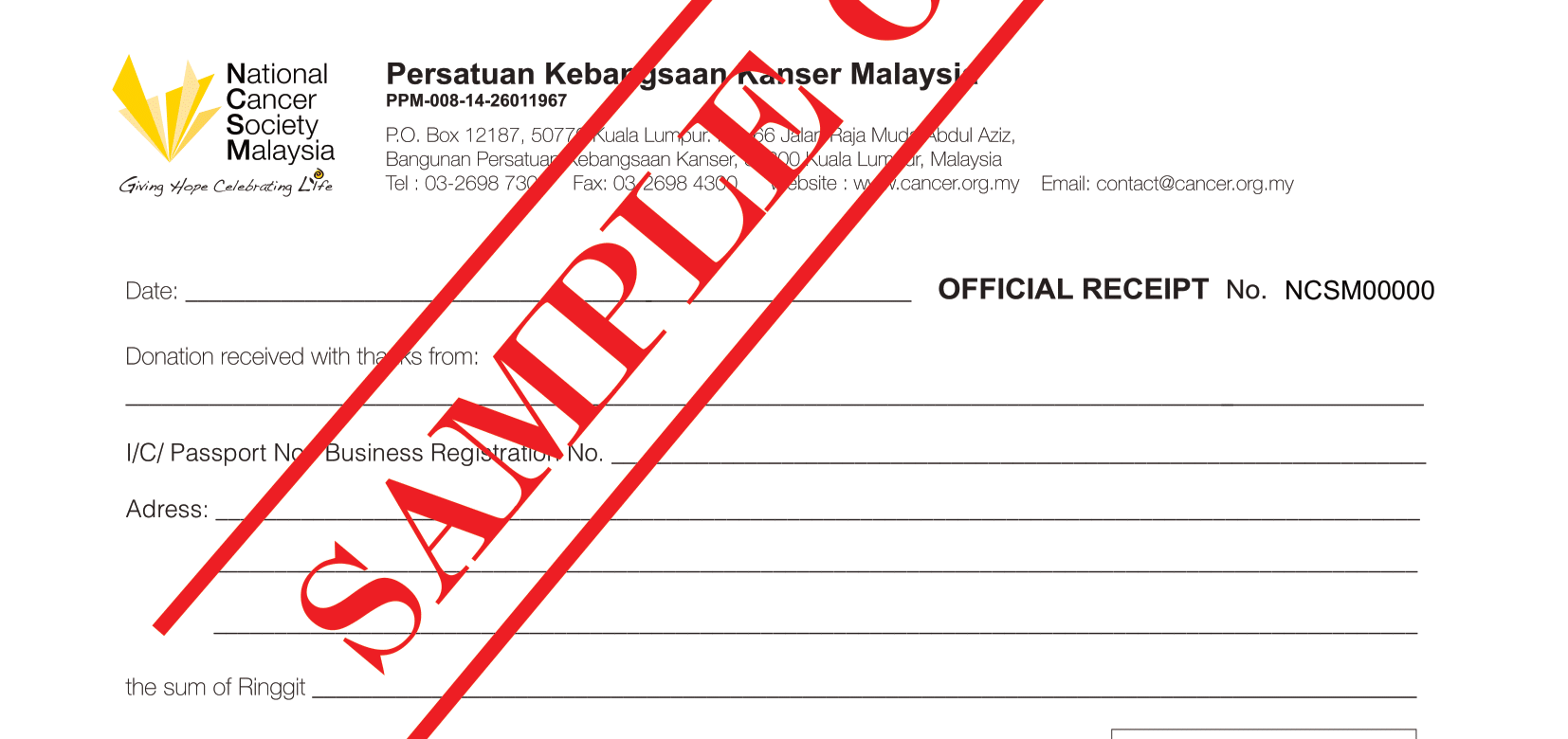 Tax Exemption Receipt Sample